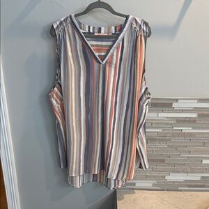 EVRI Multicolor Striped V-Neck Blouse